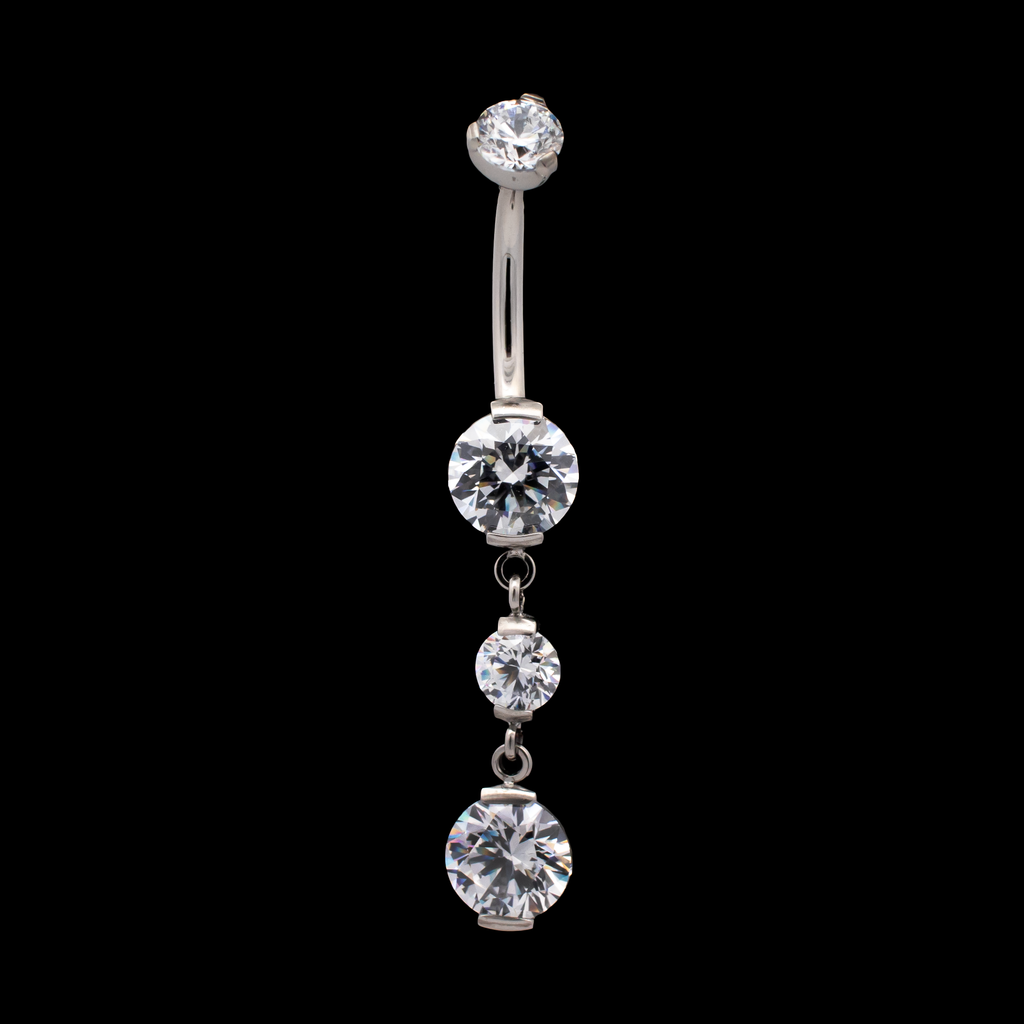 Premium Zirconia Dangling Navel Ring | Internally Threaded Navel Rings | Wiccan Center