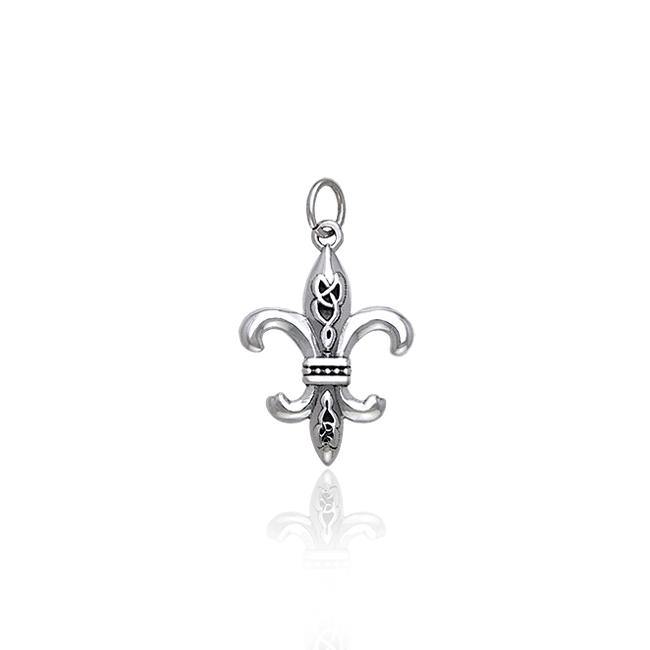 Fleur De Lis with Celtic Knot Sterling Silver Charm TCM031