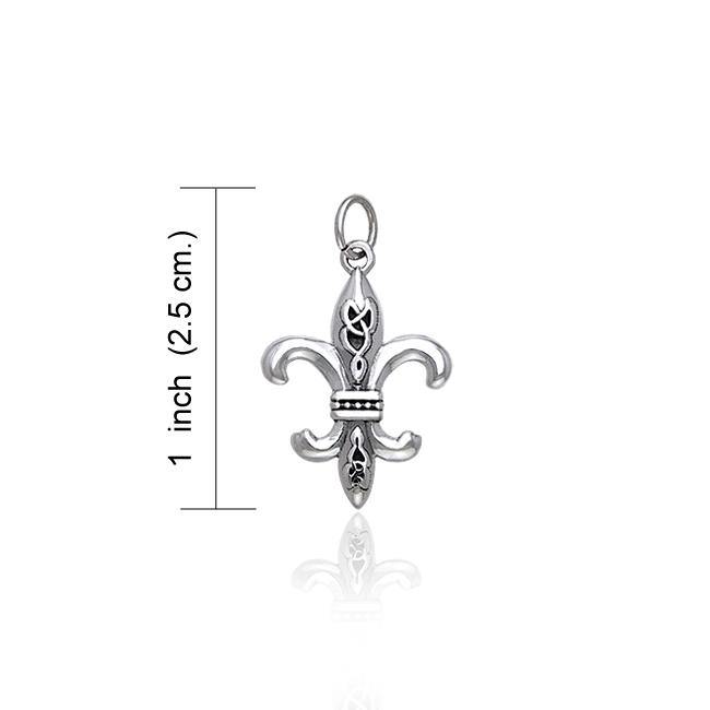 Fleur De Lis with Celtic Knot Sterling Silver Charm TCM031