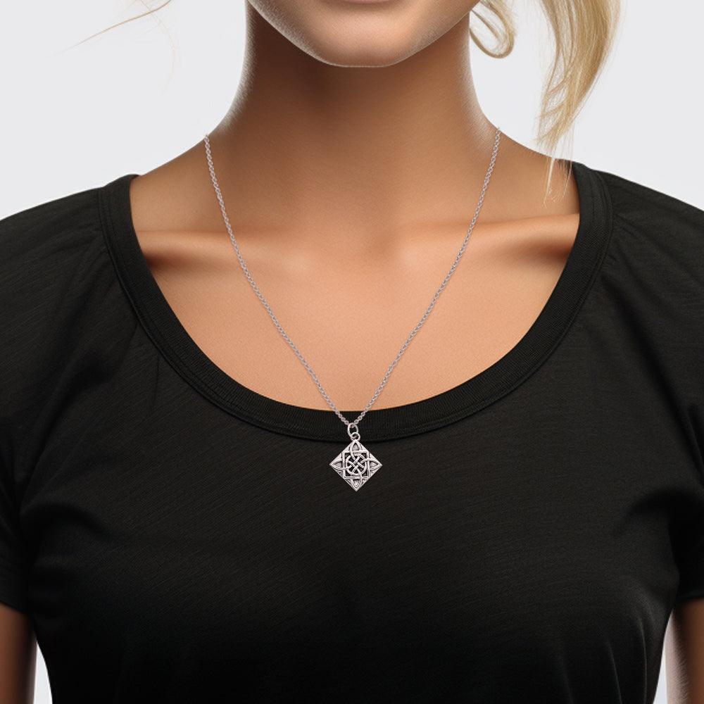 Celtic Knotwork Four Point Quaternary Knot Silver Charm TCM100