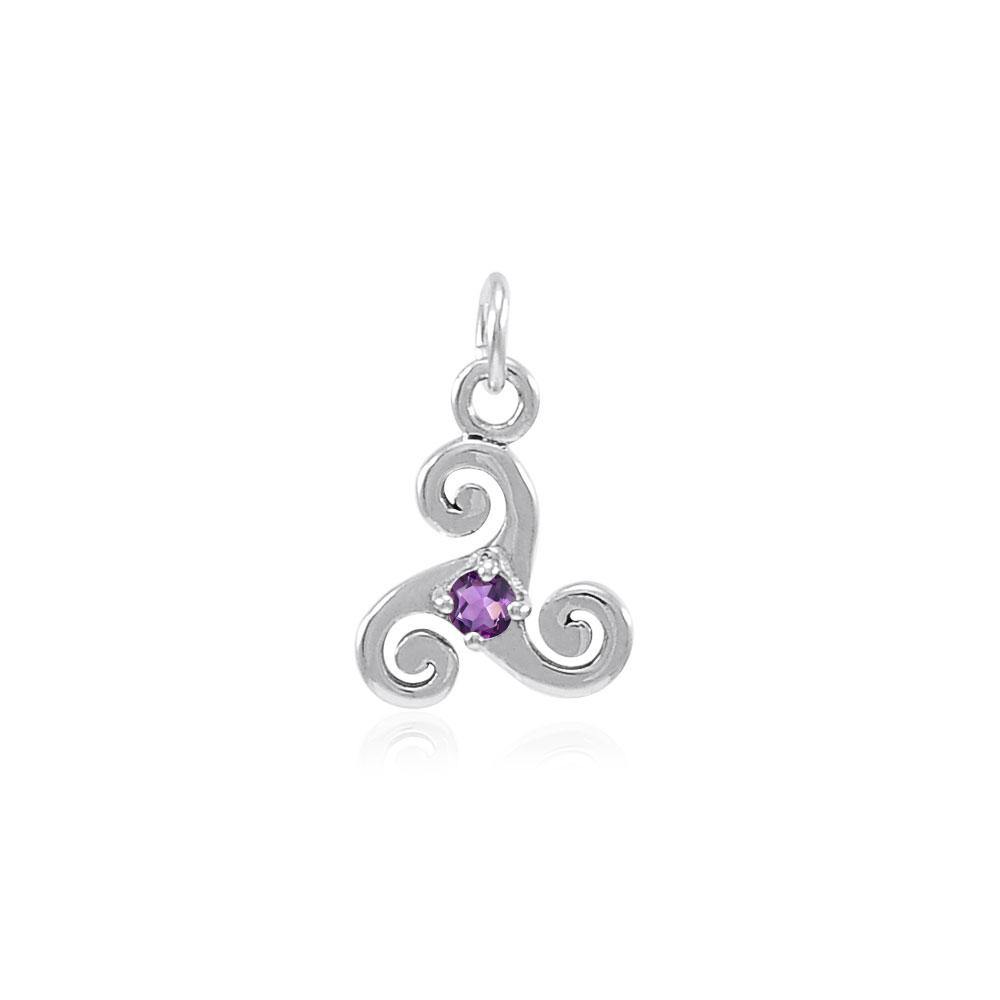 Silver Celtic Triskele Birthstone Charm TCM271