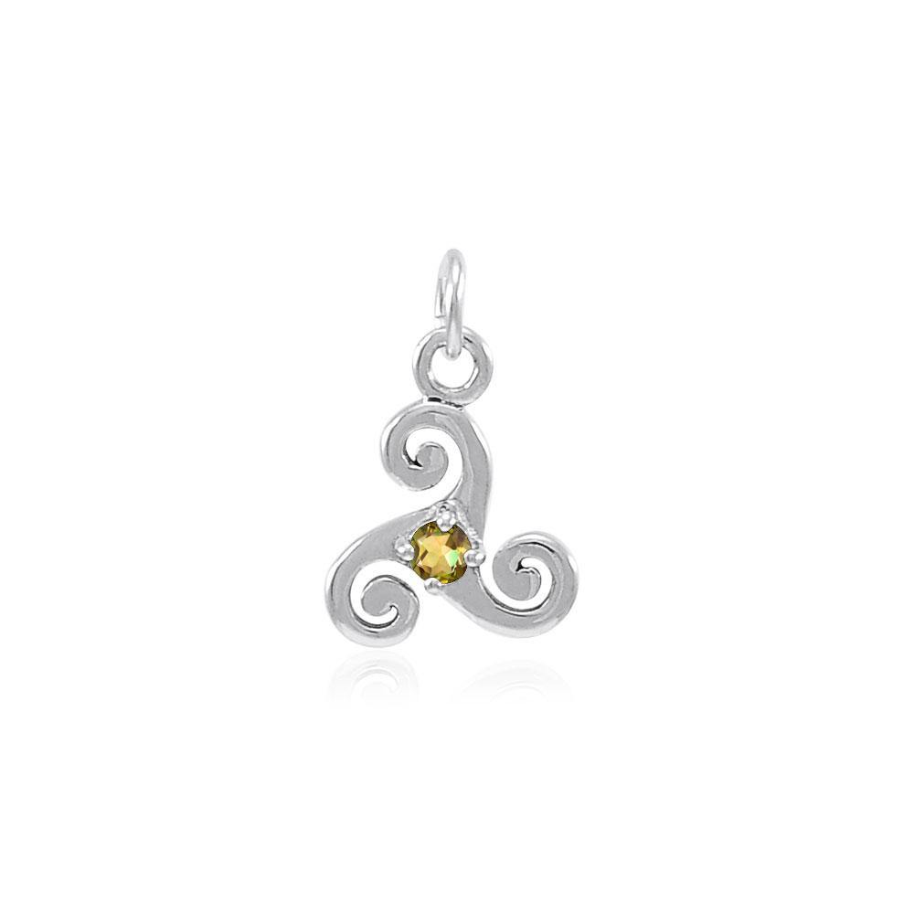 Silver Celtic Triskele Birthstone Charm TCM271