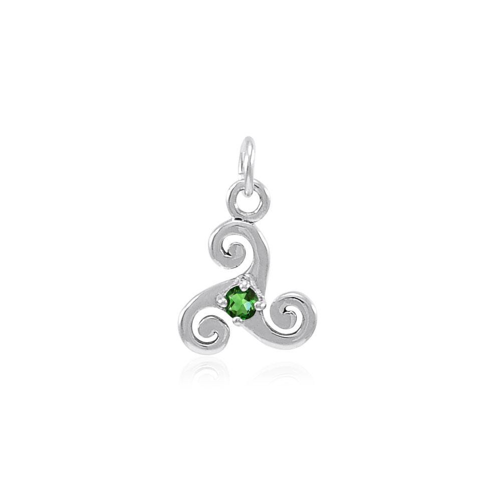 Silver Celtic Triskele Birthstone Charm TCM271