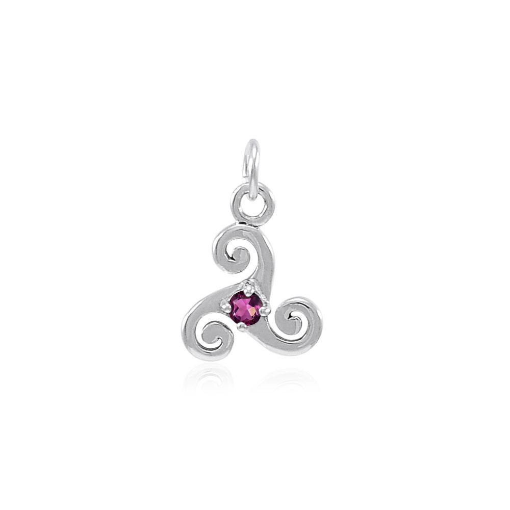 Silver Celtic Triskele Birthstone Charm TCM271