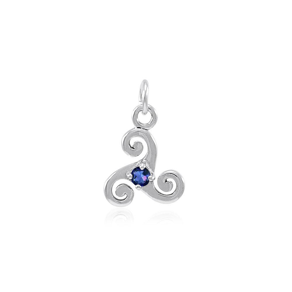 Silver Celtic Triskele Birthstone Charm TCM271
