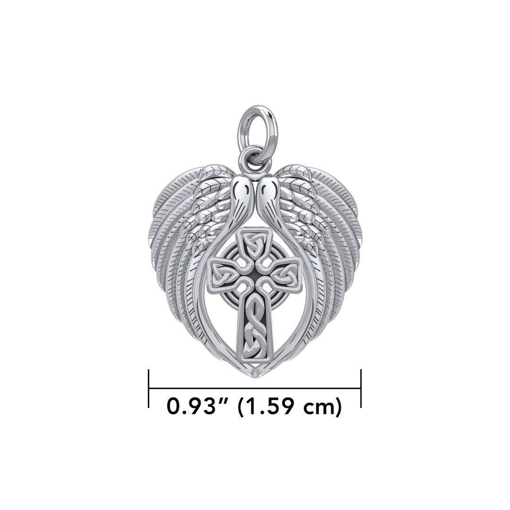 Feel the Tranquil in Angels Wings Sterling Silver Charm with Celtic Cross TCM674