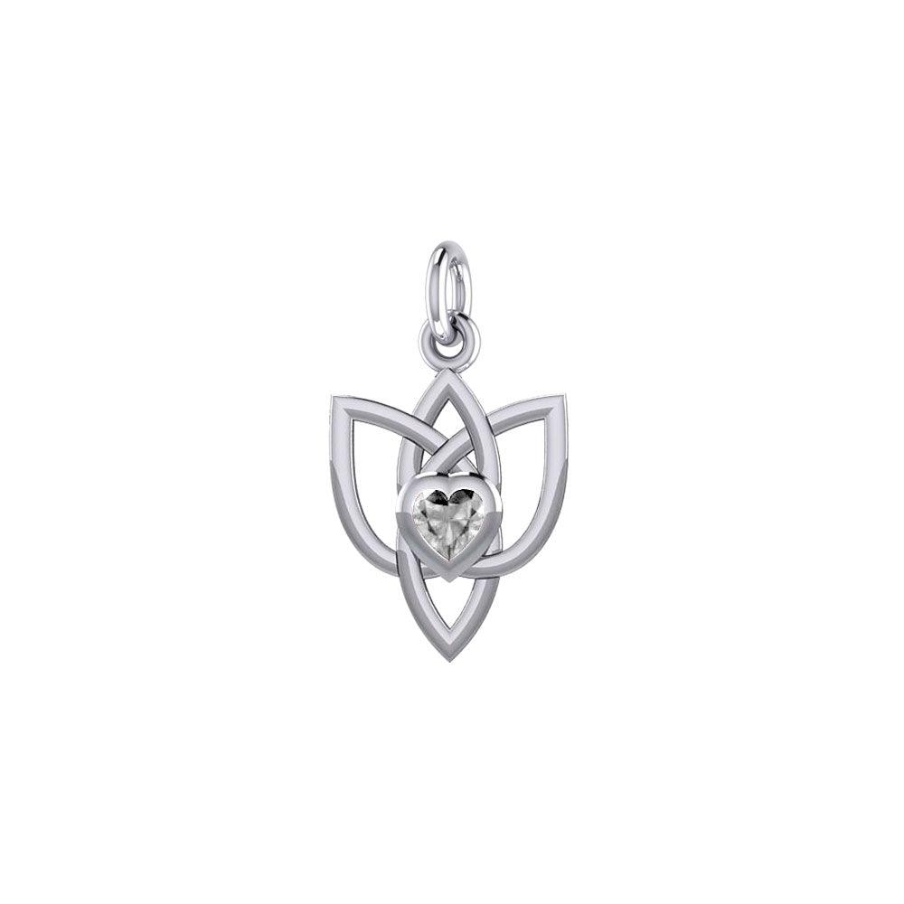 Celtic Knotwork Silver Charm with Heart Gemstone TCM698