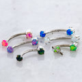 16G Steel Prong Set Opal Curve | Body Jewelry | Wiccan Center