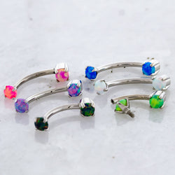 16G Steel Prong Set Opal Curve | Body Jewelry | Wiccan Center