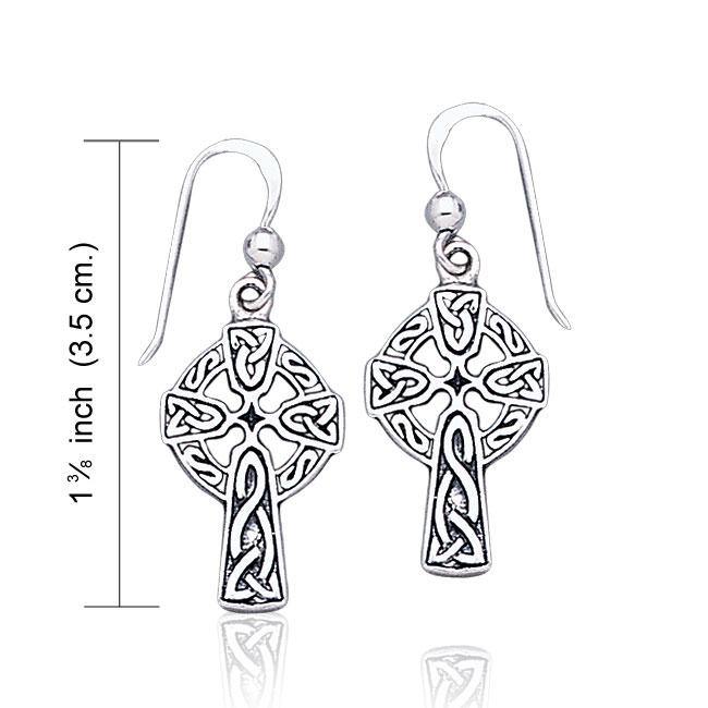 Celtic Knotwork with Celtic Cross Sterling Silver Earrings TE1019