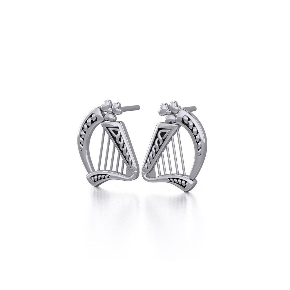 Celtic Knotwork Harp Sterling Silver Earrings TE1101