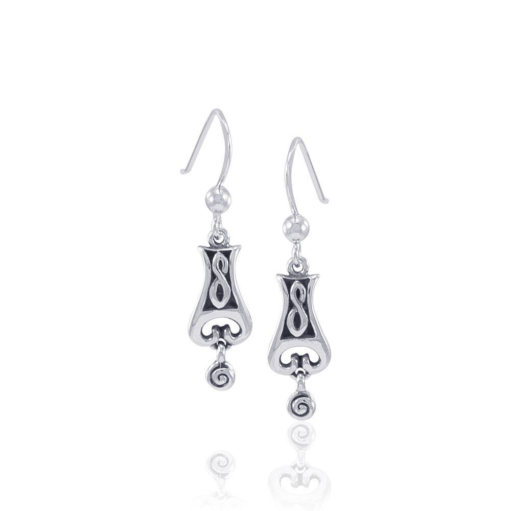 Celtic Knotwork Spiral Sterling Silver Earrings TE1132