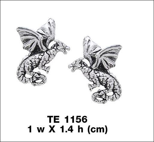 Small Flying Dragons Sterling Silver Post Earrings TE1156
