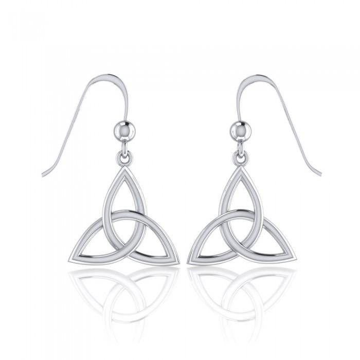 Endless Connection in Celtic Triquetra ~ Sterling Silver Dangling Earrings TE128