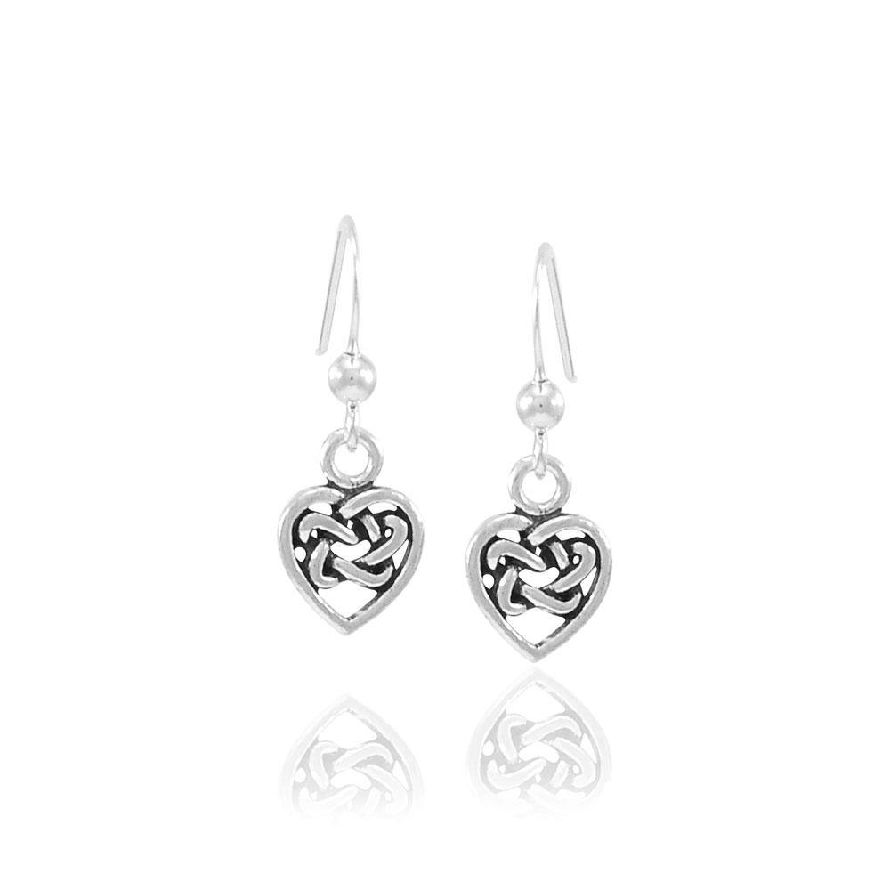 Celtic Knotwork Heart Sterling Silver Earrings TE2598