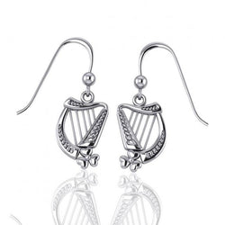 Celtic Knotwork Harp Sterling Silver Hook Earrings TE2864 | Earrings | Wiccan Center
