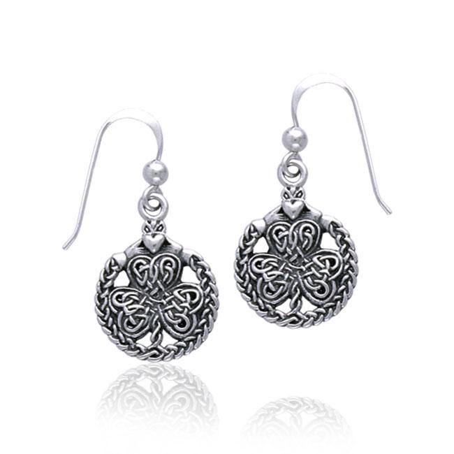Celtic Shamrock & Irish Claddagh Sterling Silver Earrings By Courtney Davis TE2916
