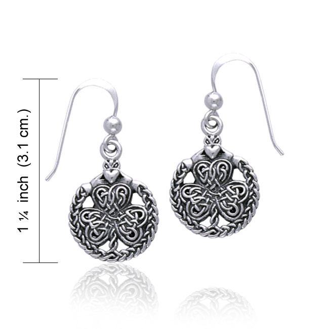 Celtic Shamrock & Irish Claddagh Sterling Silver Earrings By Courtney Davis TE2916