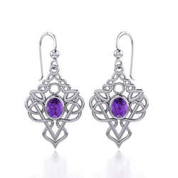 Celtic Filigree Twist Sterling Silver Earrings with Gemstone TE593 | Earrings | Wiccan Center