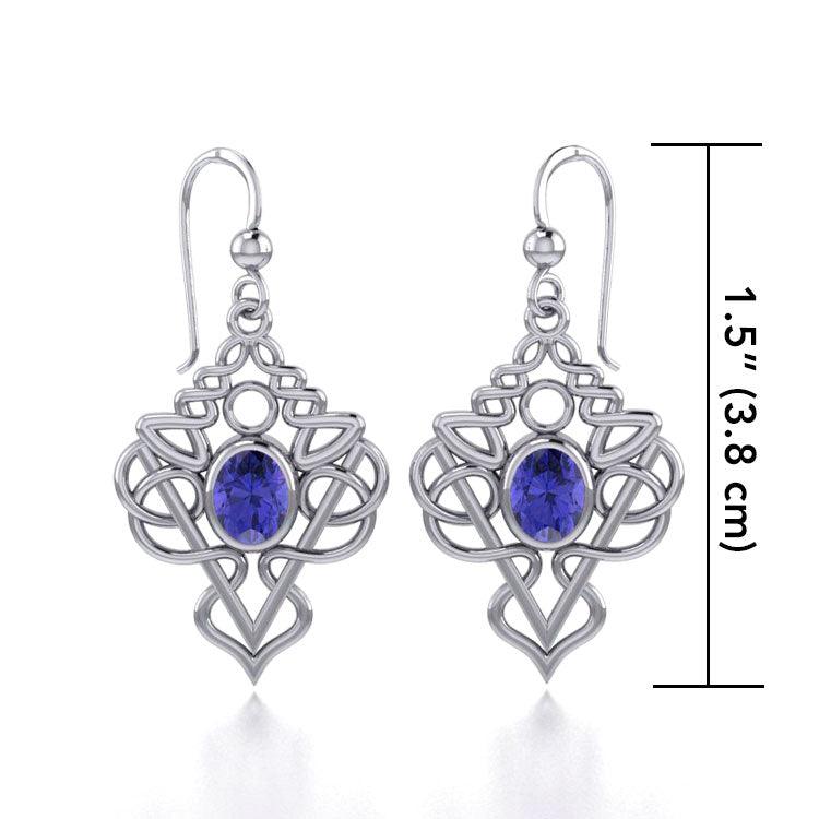 Celtic Filigree Twist Sterling Silver Earrings with Gemstone TE593