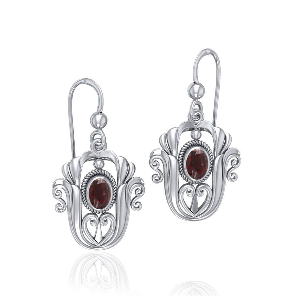 Celtic Knotwork Tulip Sterling Silver with Gem Earrings TE595