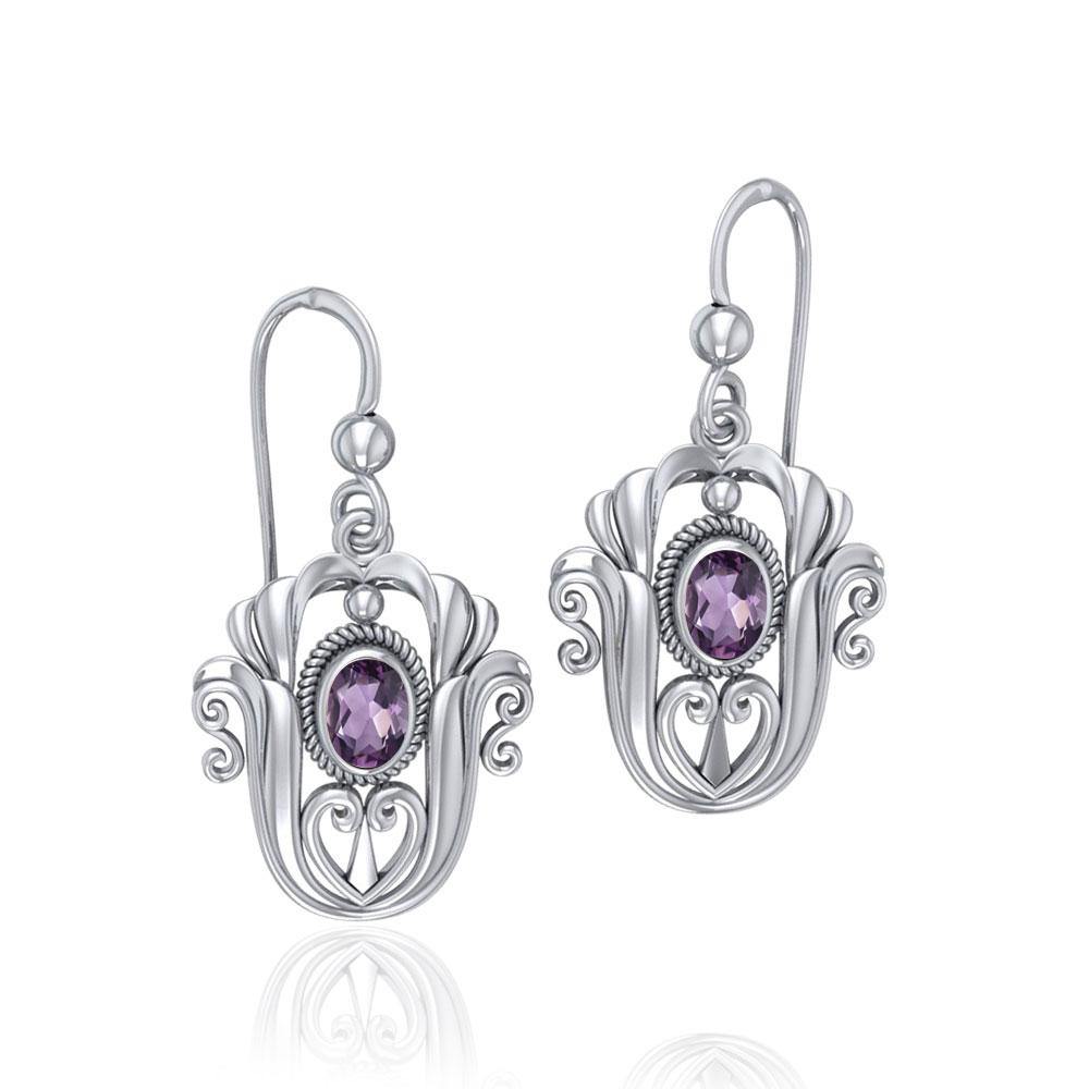 Celtic Knotwork Tulip Sterling Silver with Gem Earrings TE595