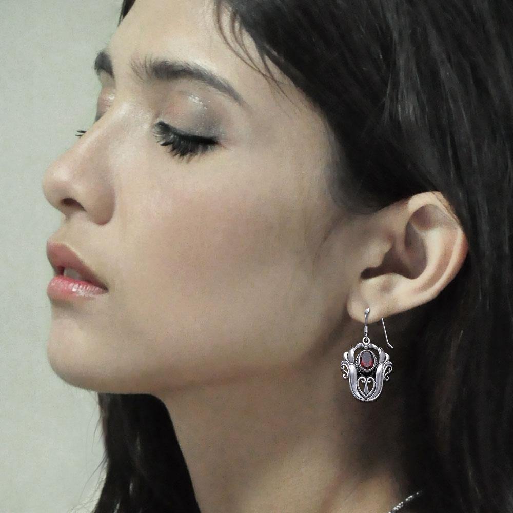 Celtic Knotwork Tulip Sterling Silver with Gem Earrings TE595