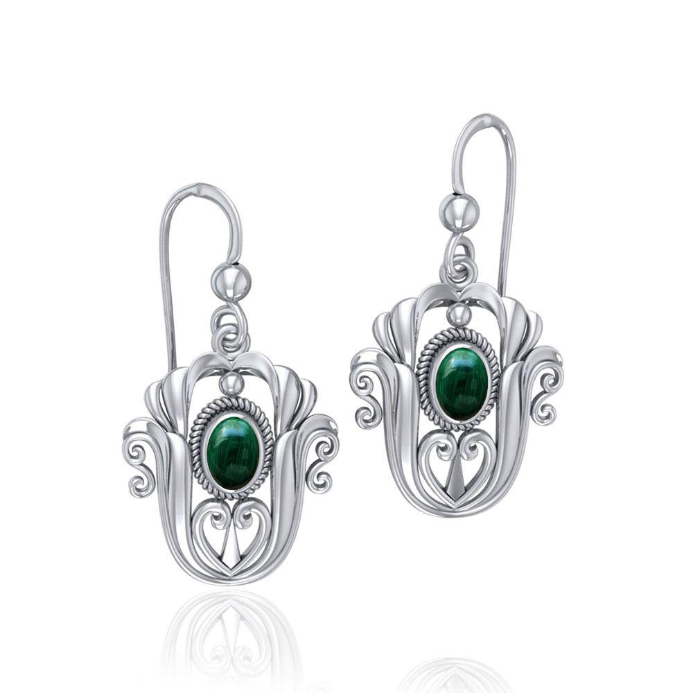 Celtic Knotwork Tulip Sterling Silver with Gem Earrings TE595