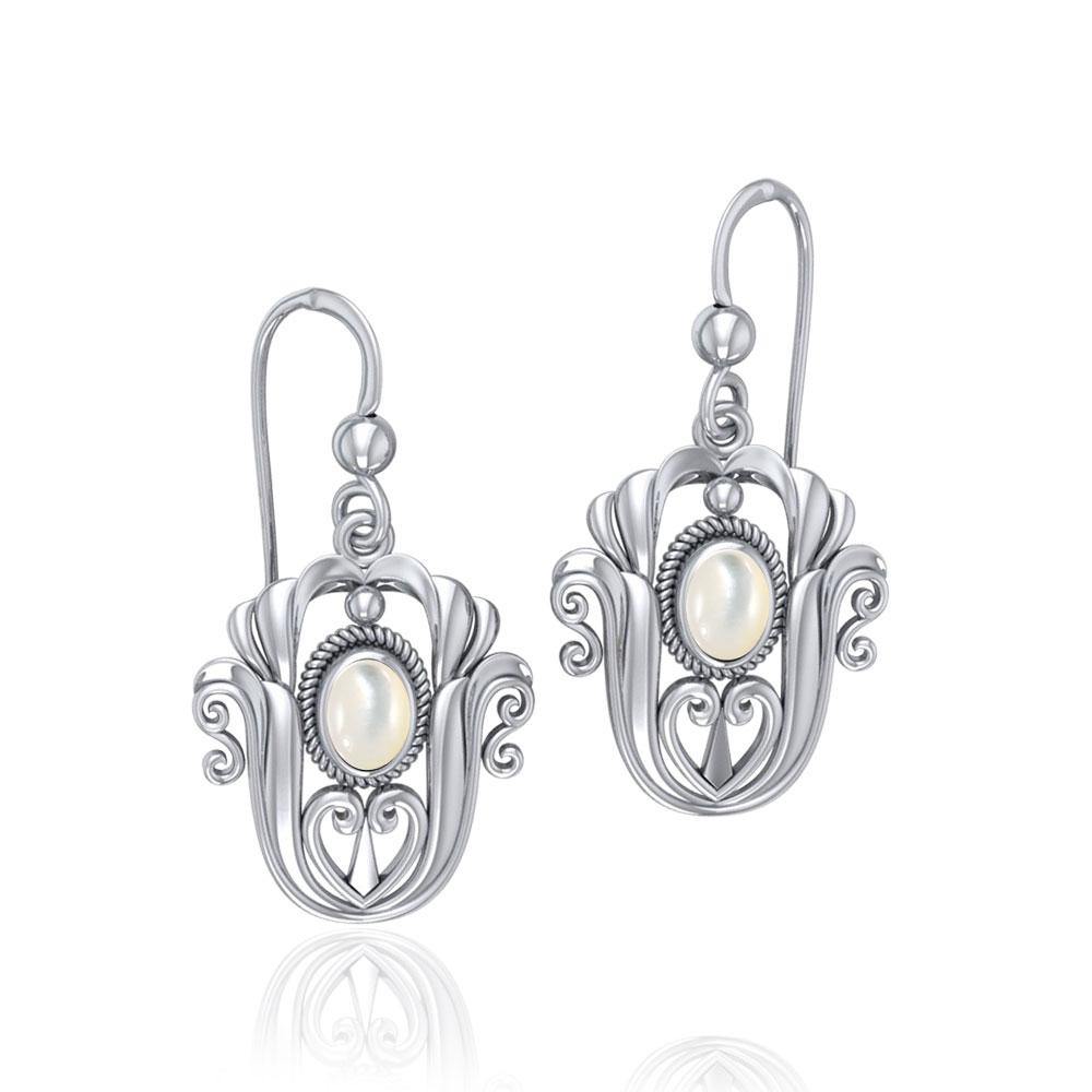 Celtic Knotwork Tulip Sterling Silver with Gem Earrings TE595