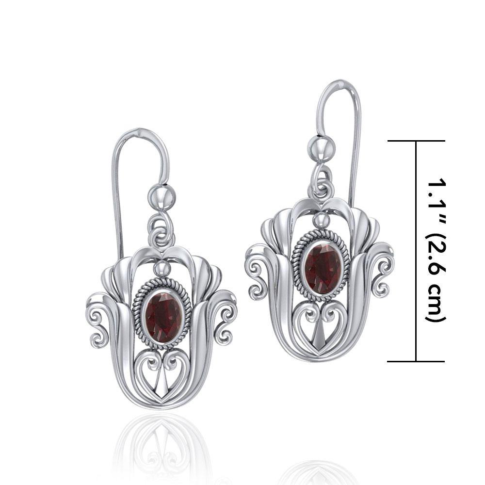 Celtic Knotwork Tulip Sterling Silver with Gem Earrings TE595