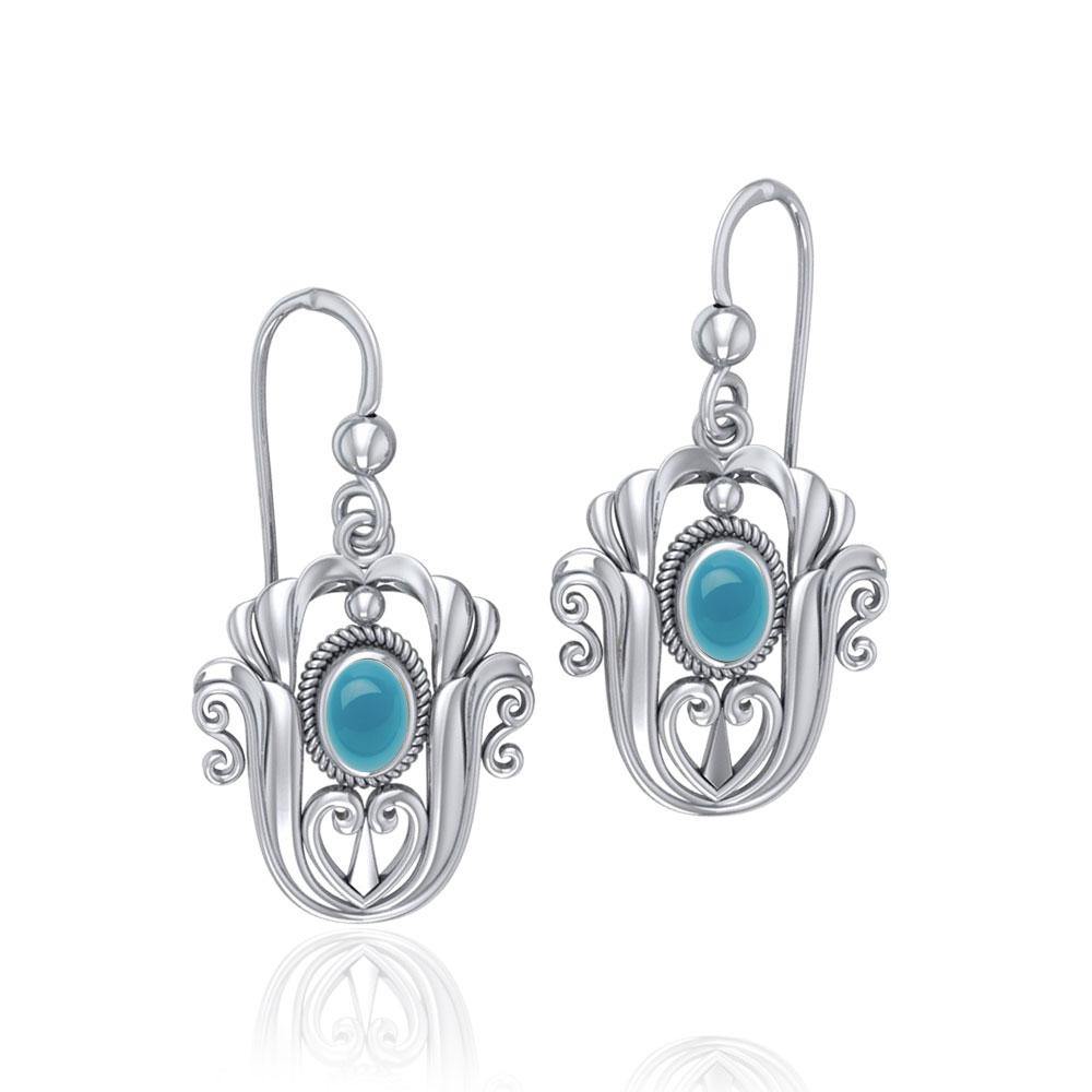 Celtic Knotwork Tulip Sterling Silver with Gem Earrings TE595