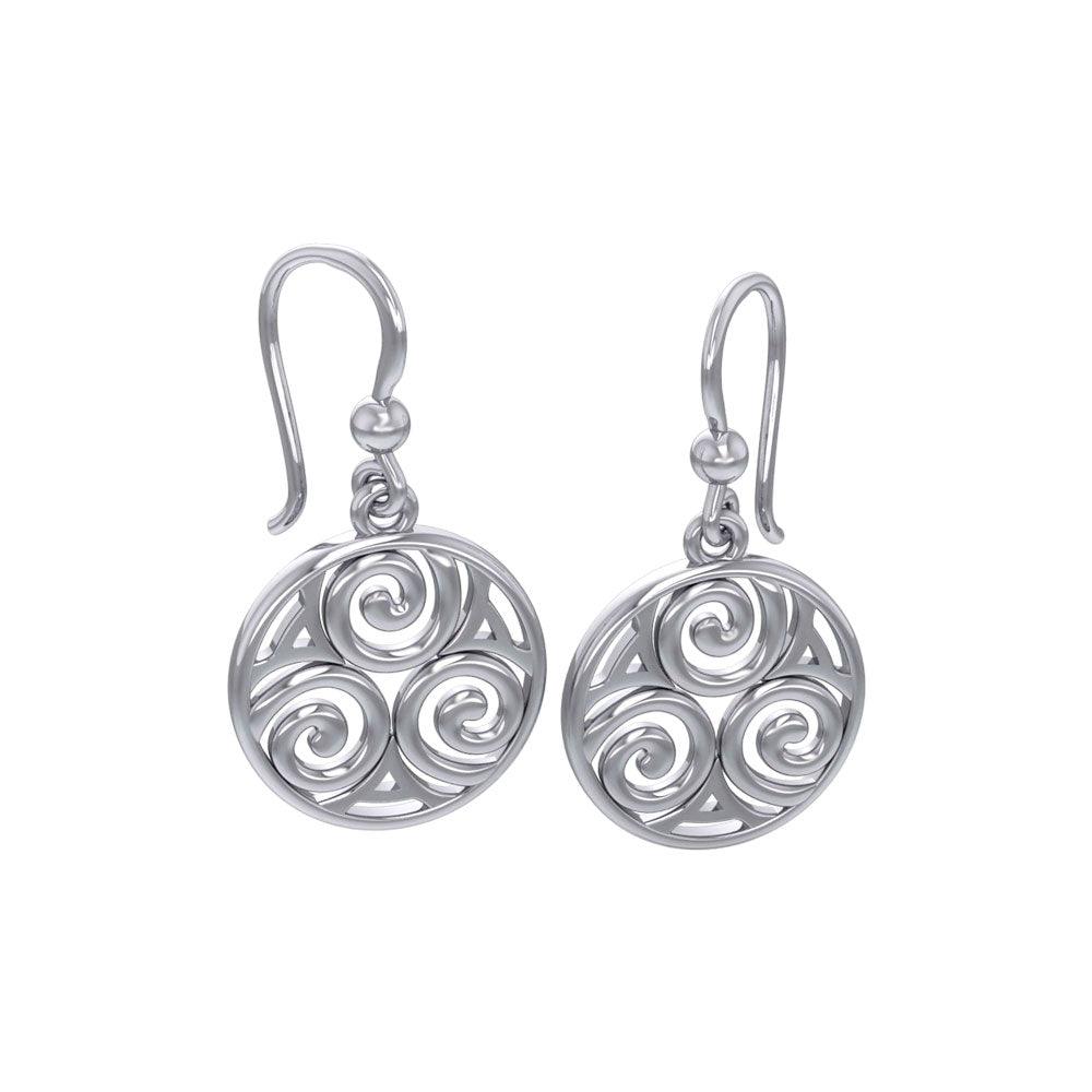 Celtic Single Spiral Sterling Silver Earrings TE855