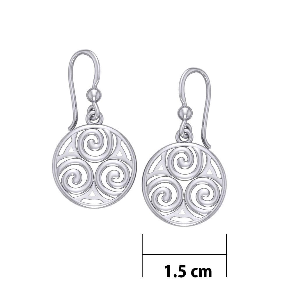 Celtic Single Spiral Sterling Silver Earrings TE855