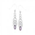 Celtic Knotwork Sterling Silver Earrings With Gems TE862
