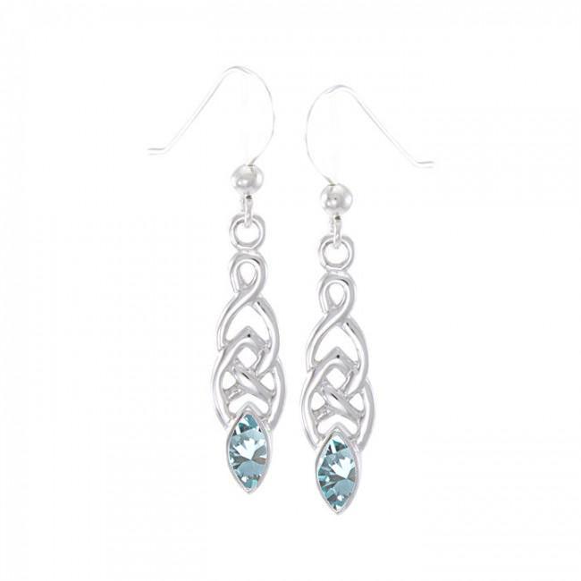 Celtic Knotwork Sterling Silver Earrings With Gems TE862