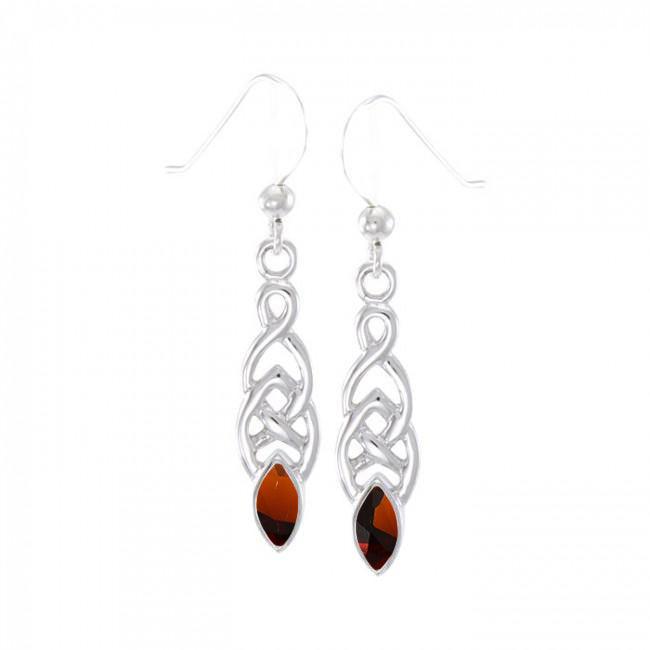 Celtic Knotwork Sterling Silver Earrings With Gems TE862