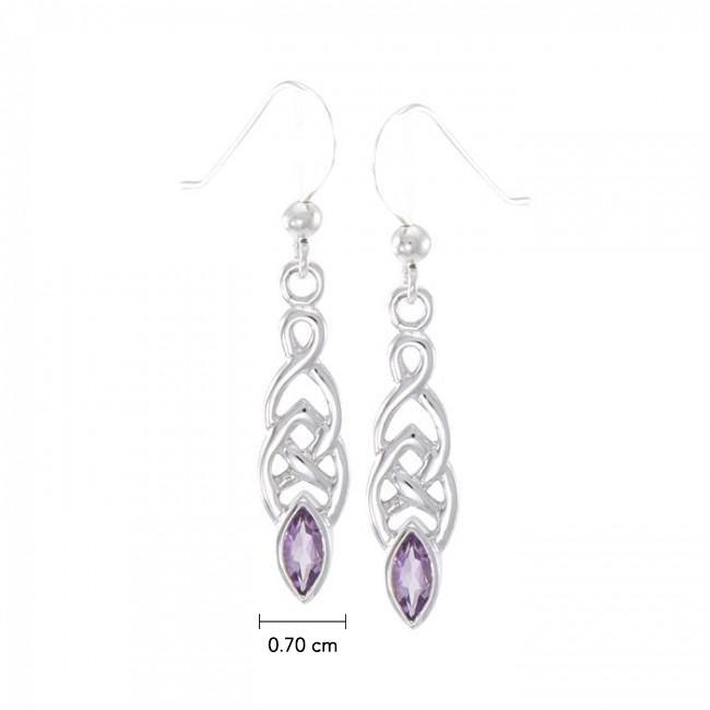 Celtic Knotwork Sterling Silver Earrings With Gems TE862