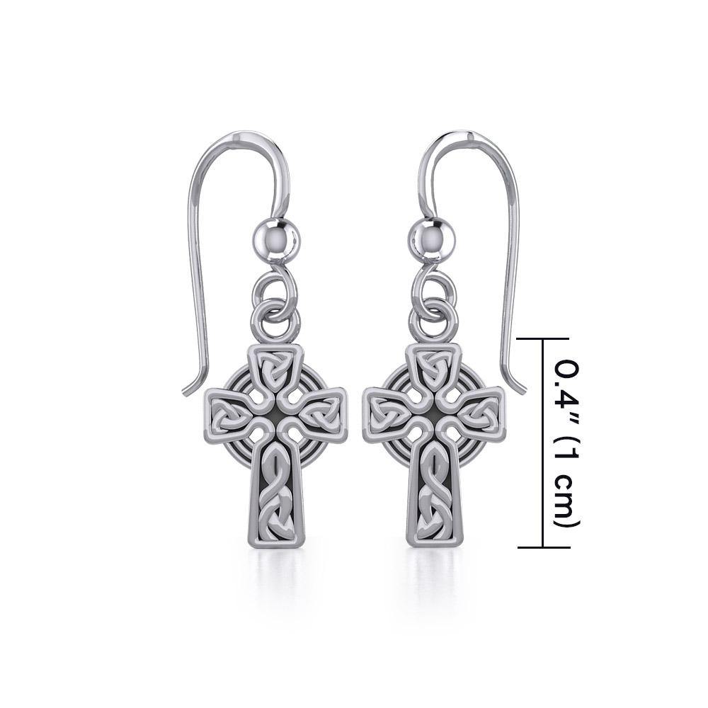 Celtic Knotwork Cross Sterling Silver Earrings TE907