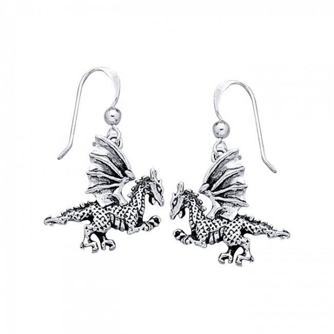 Clawing Dragon Sterling Silver Earrings TE993