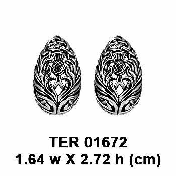 A strong emblem in full bloom ~ Sterling Silver Jewelry Celtic Thistle Post Earrings TER1672 | Earrings | Wiccan Center