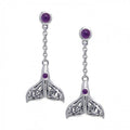 Celtic Whale Tail Gemstone Sterling Silver Earrings TER027