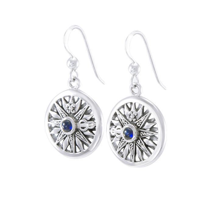 Celtic Knots Compass Sterling Silver Earrings with Gemstone TER035