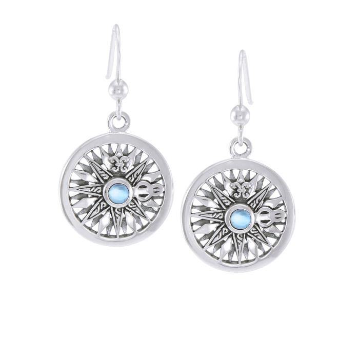Celtic Knots Compass Sterling Silver Earrings with Gemstone TER035