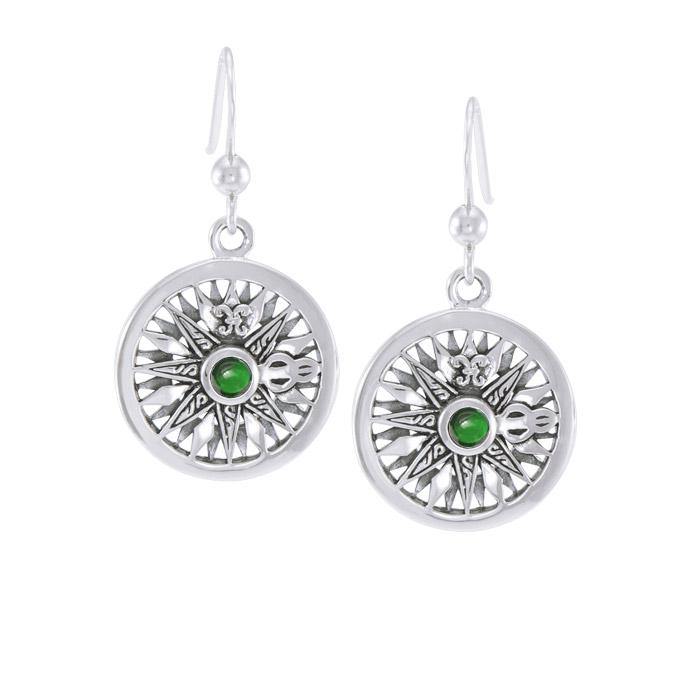 Celtic Knots Compass Sterling Silver Earrings with Gemstone TER035