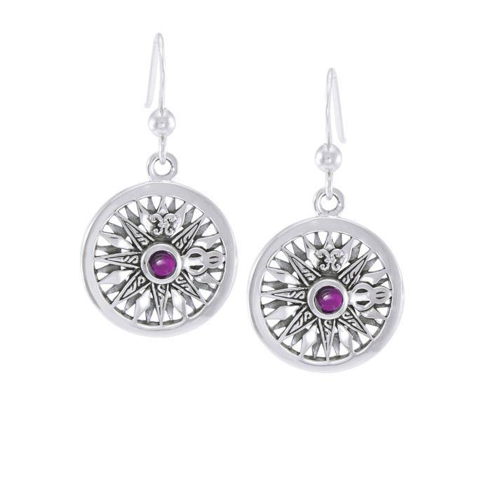 Celtic Knots Compass Sterling Silver Earrings with Gemstone TER035