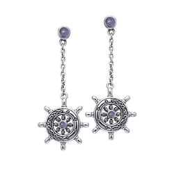 Celtic Knots Silver Ship's Wheel Earrings TER036 | Earrings | Wiccan Center