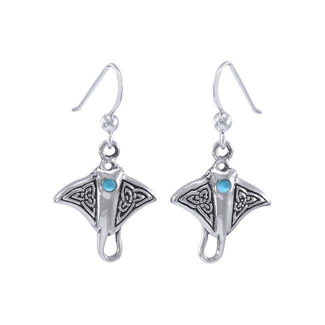 Celtic Manta Ray Sterling Silver Hook Earring TER037