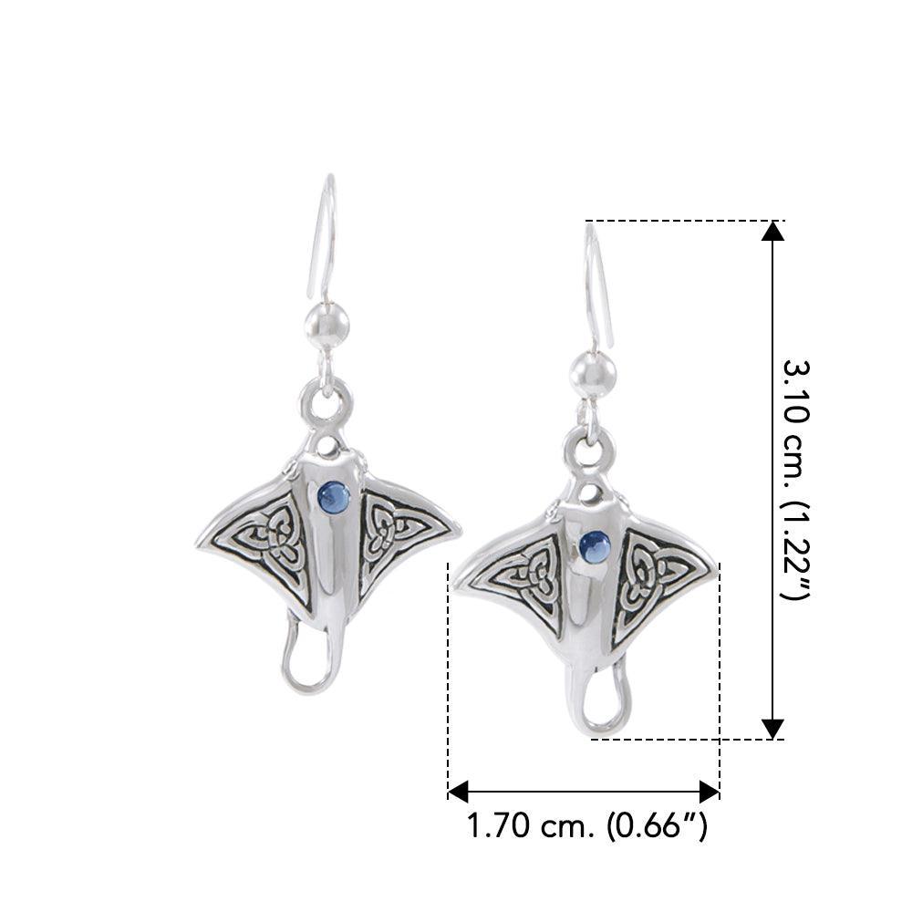 Celtic Manta Ray Sterling Silver Hook Earring TER037