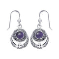 Celtic Knotwork Claddagh Sterling Silver Dangle Earrings with Gemstone TER070