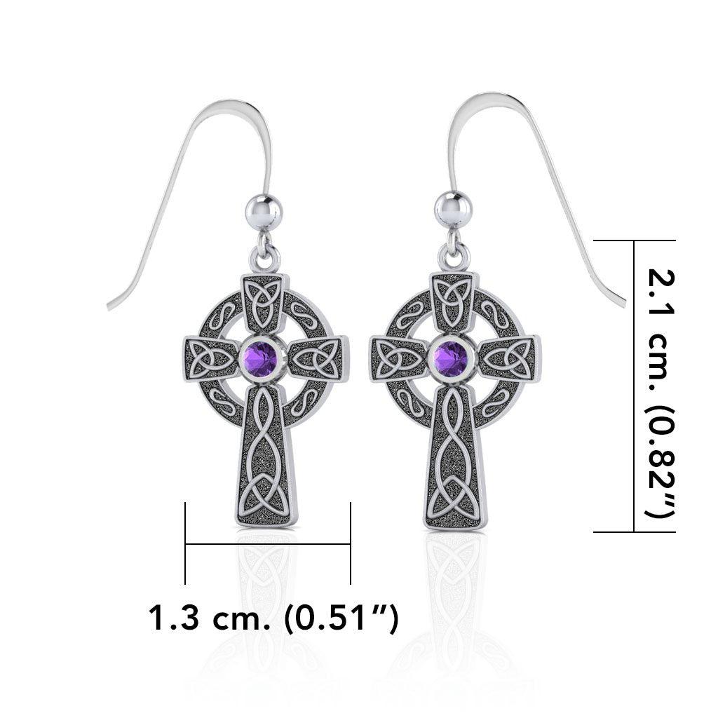 Celtic Cross Sterling Silver Hook Earrings TER075